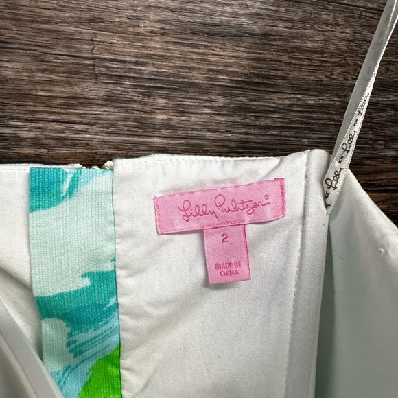 Lilly Pulitzer White Turquoise Green Lace Strapless Sundress - Picture 5 of 13
